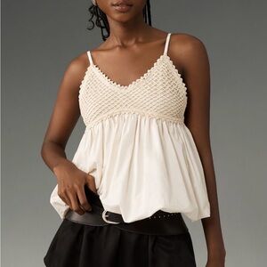 Anthropologie Ivory Crochet Tank Top